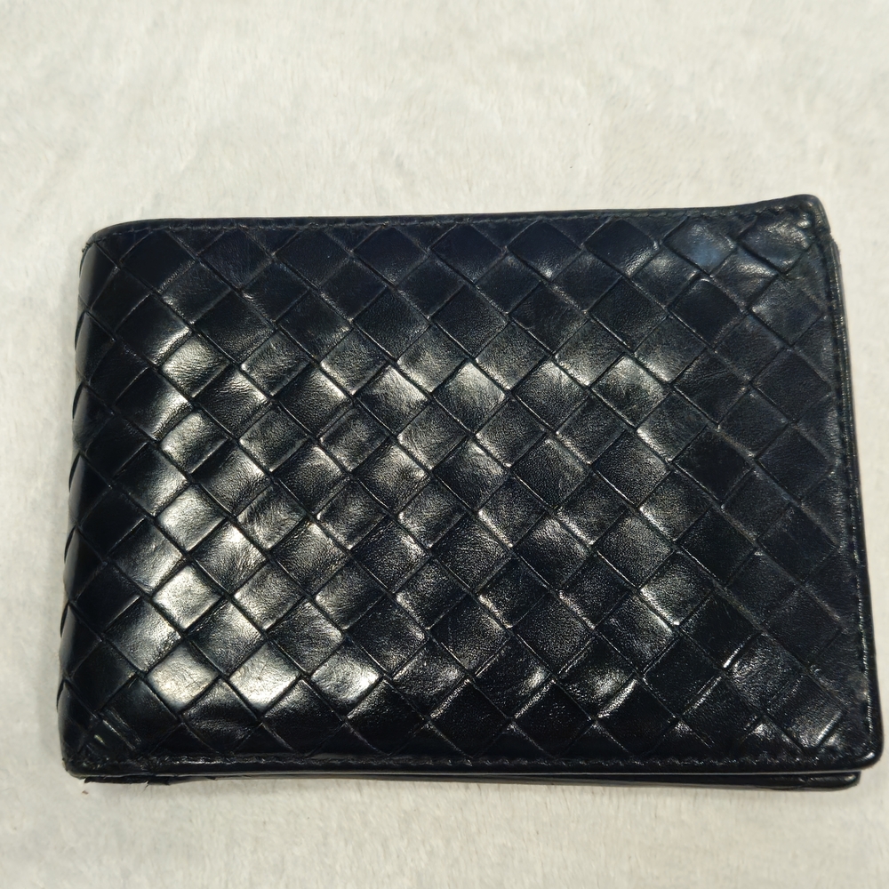 Bottega Veneta Black Woven Leather Card Holder